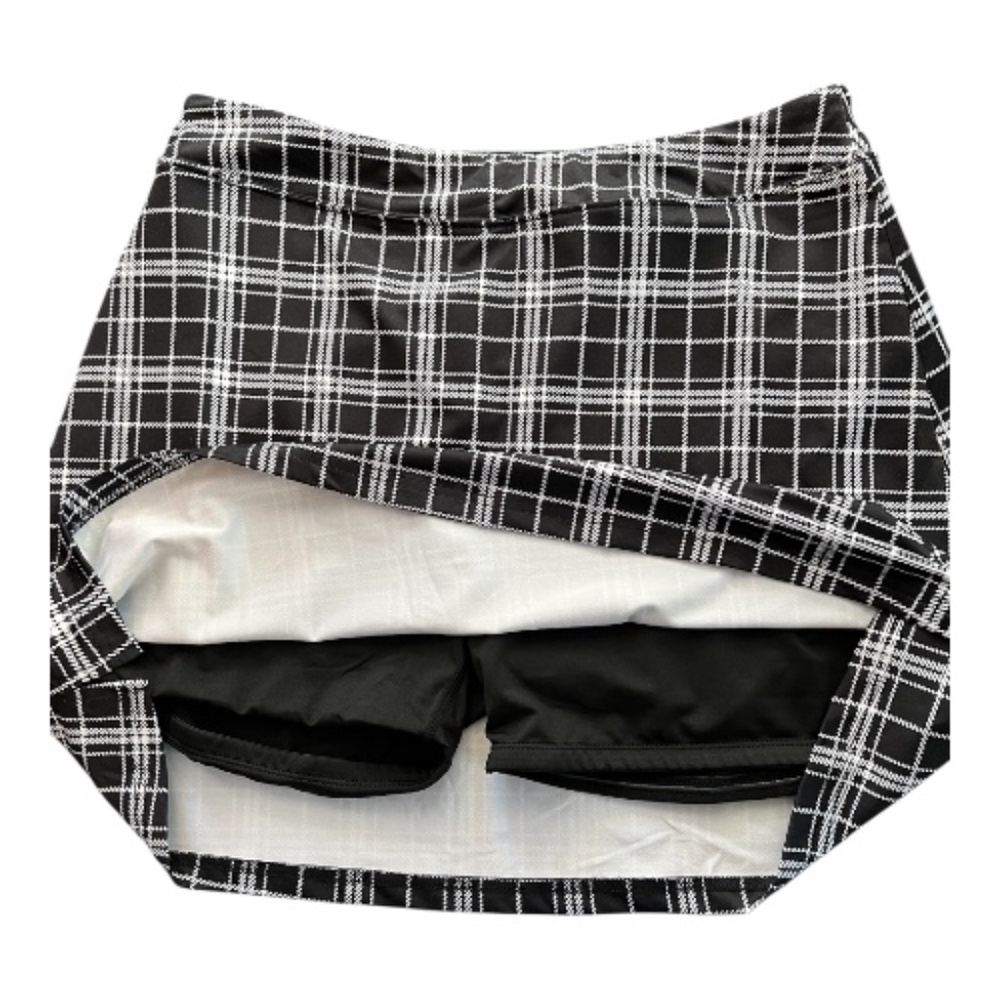 🆕 NWOT Ekouaer black & white windowpane skort | size XL - Picture 3 of 8